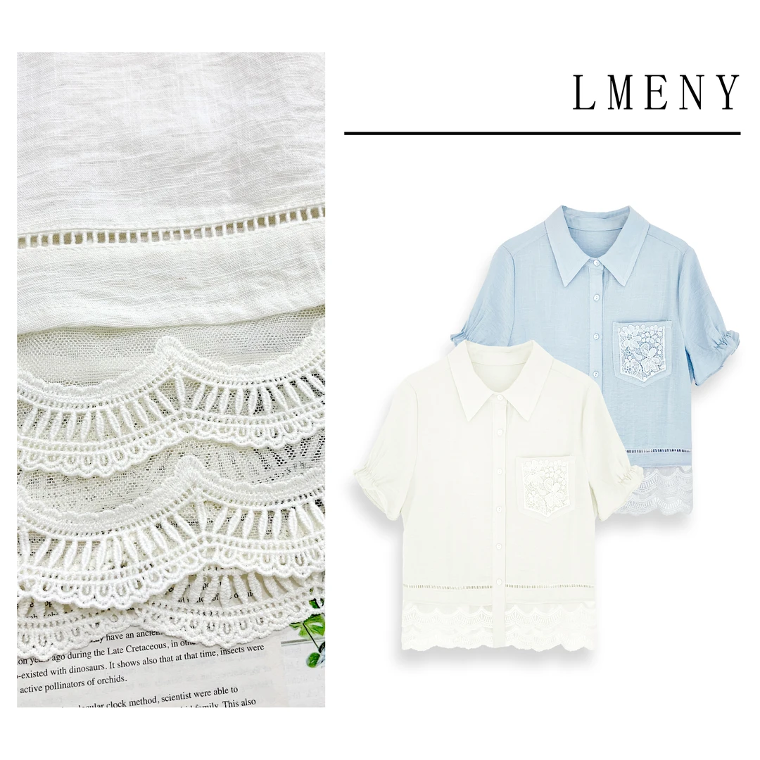 【清】LMENY海浪花~简约设计感下摆花边拼接显瘦小衫25BC029