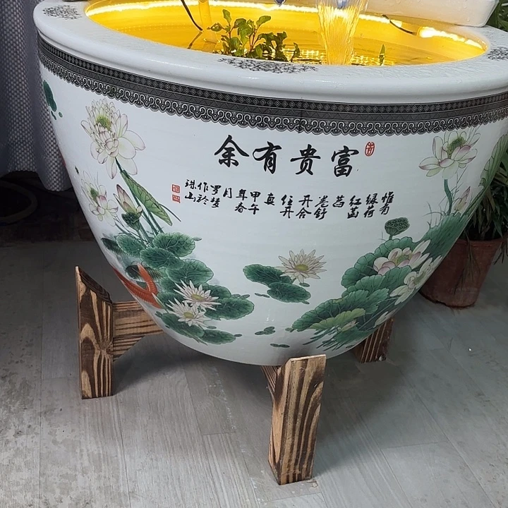 博***馆陶摆件景德镇陶瓷大缸富贵有余