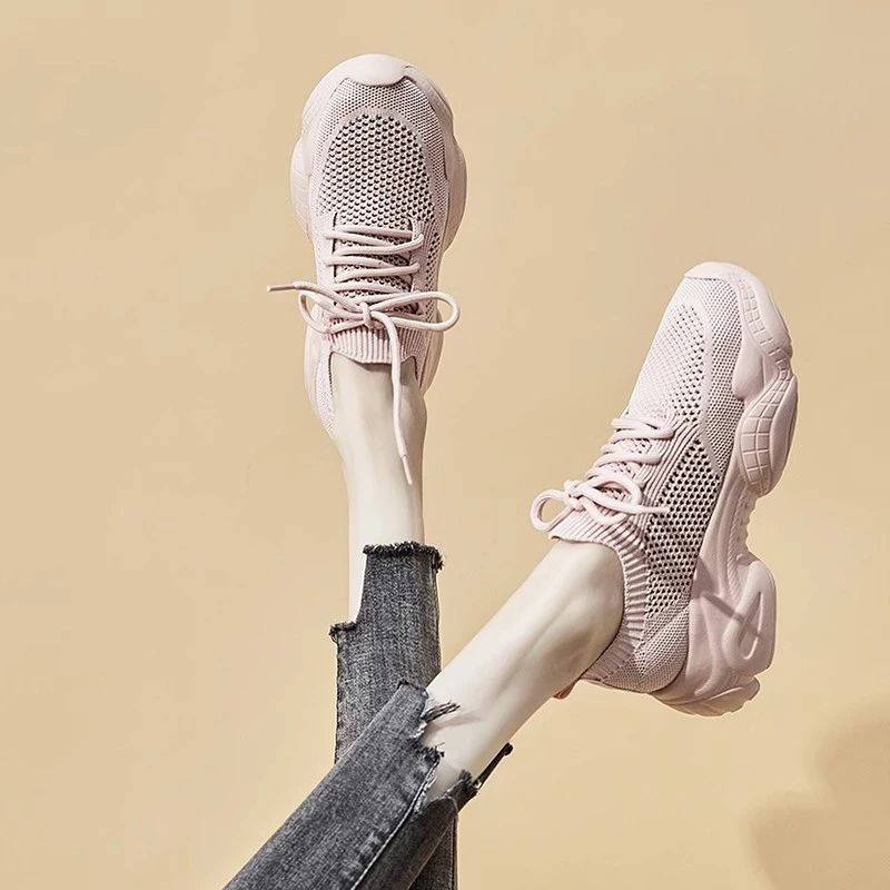 2025年春夏新款透气网面老爹鞋女百搭超火ins显脚小厚底运动鞋潮