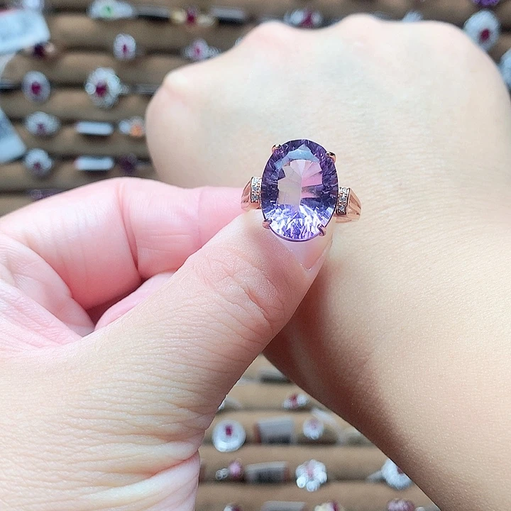 紫晶戒指银S925镶嵌