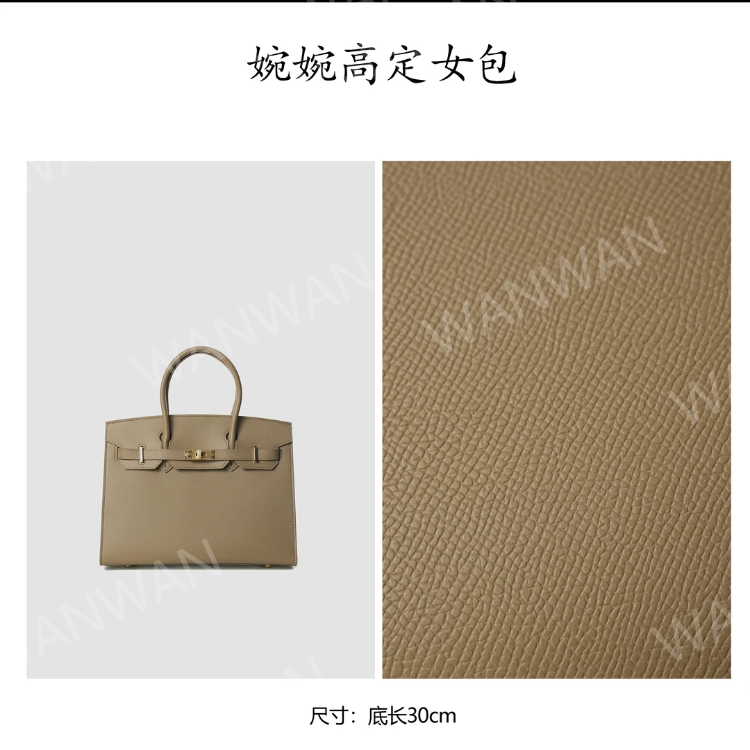 无肩带卡位手工耐磨纹手提包女士法式 BV30-手掌纹大象灰-金扣