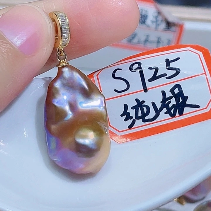 淡水珍珠银S925镶嵌颈饰