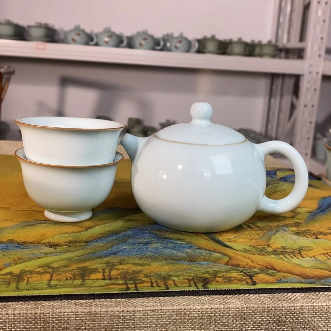 【闪购商品】月白西施壶➕一对月白小压手