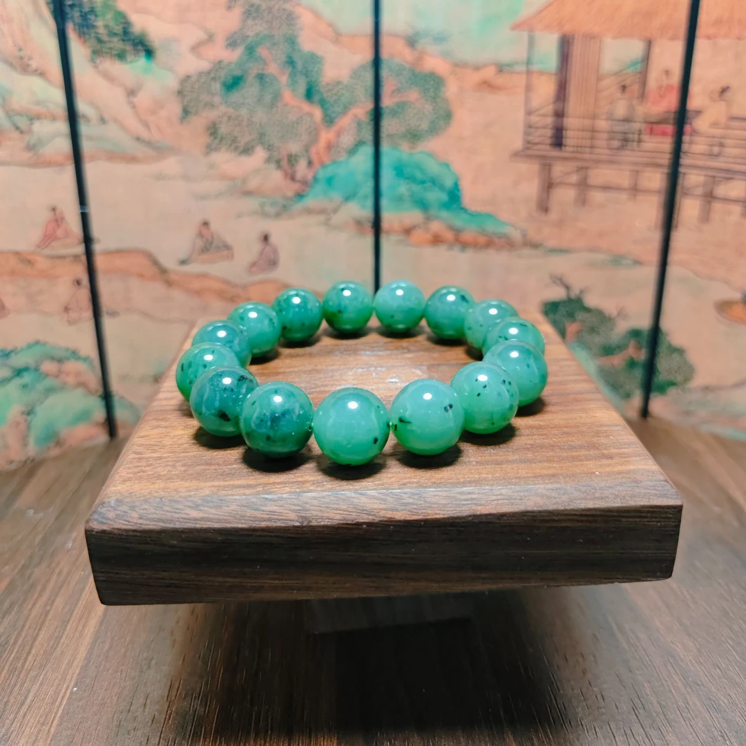 U和田玉碧玉圆珠手串（卡14）0599