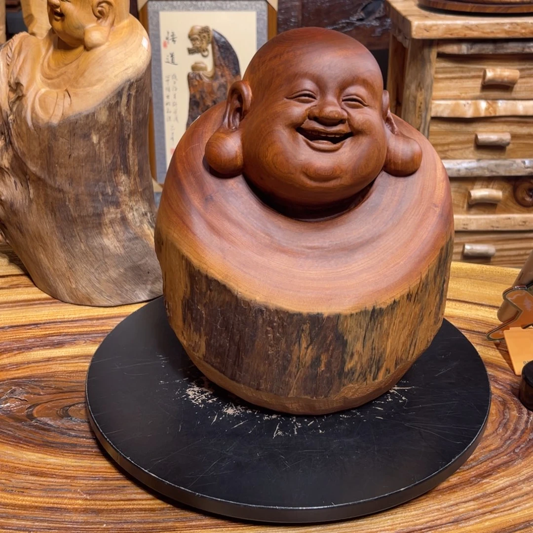 木香樟木弥勒佛摆件