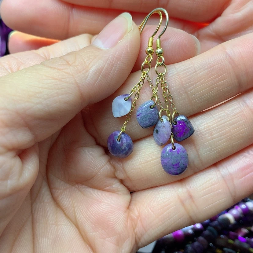 【闪购商品】苏纪石（舒俱来）银S925镀金镶嵌耳坠