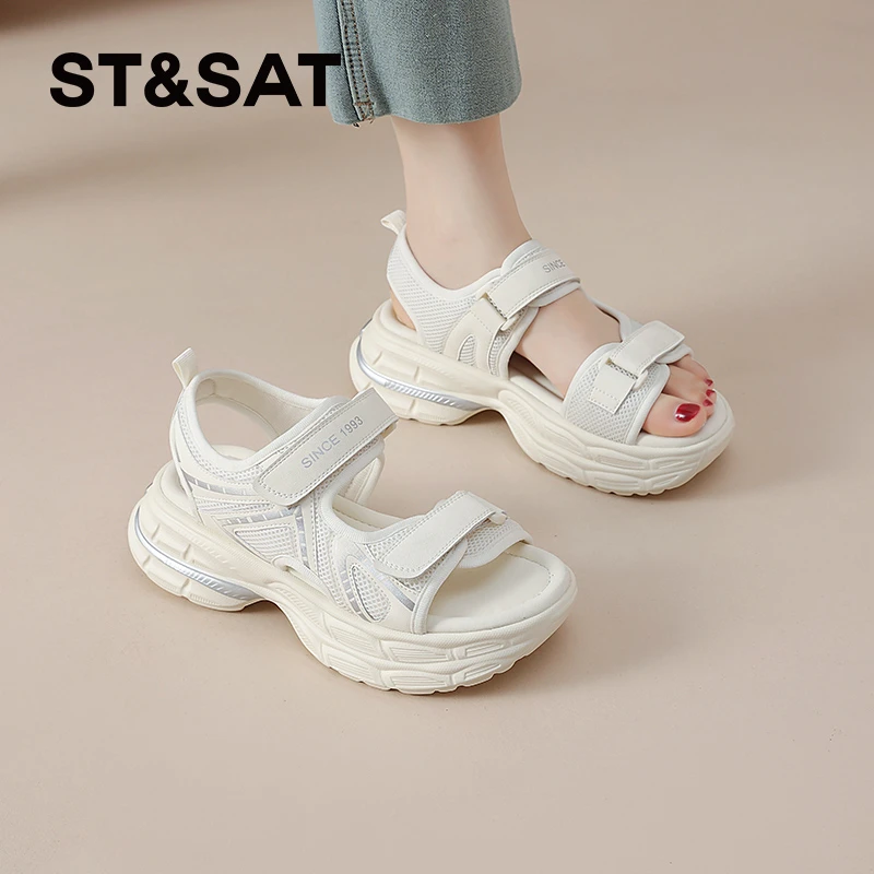 星期六仙女风凉鞋女士2025新款夏季复古凉鞋时尚镂空平底百搭女鞋