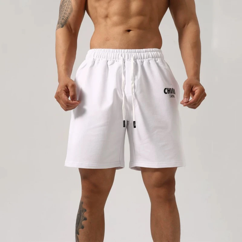 夏季薄款运动短裤男宽松美式训练跑步深蹲弹力棉质篮球健身五分裤