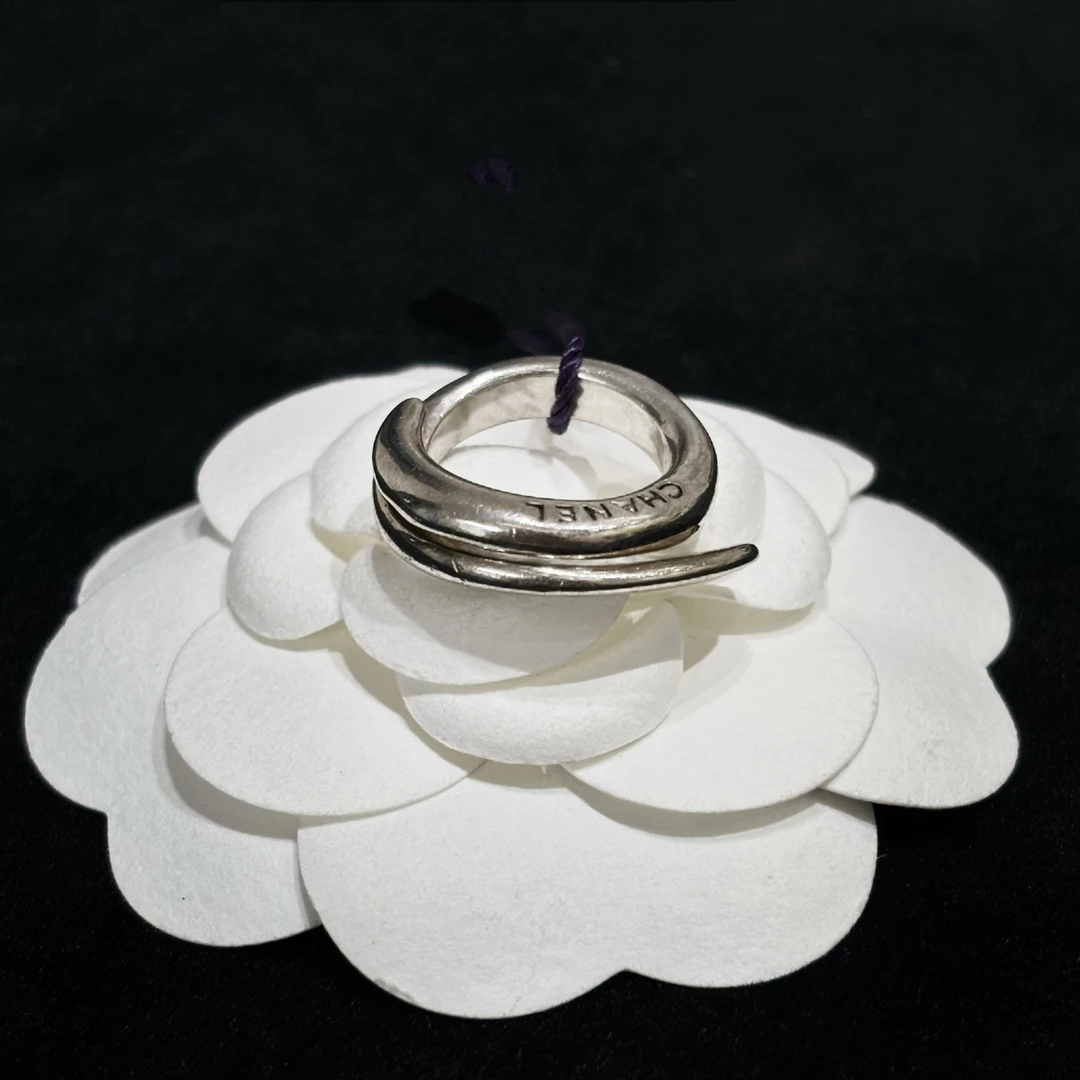 95新 Chanel/香奈儿 Chanel925银双圈戒指69552392