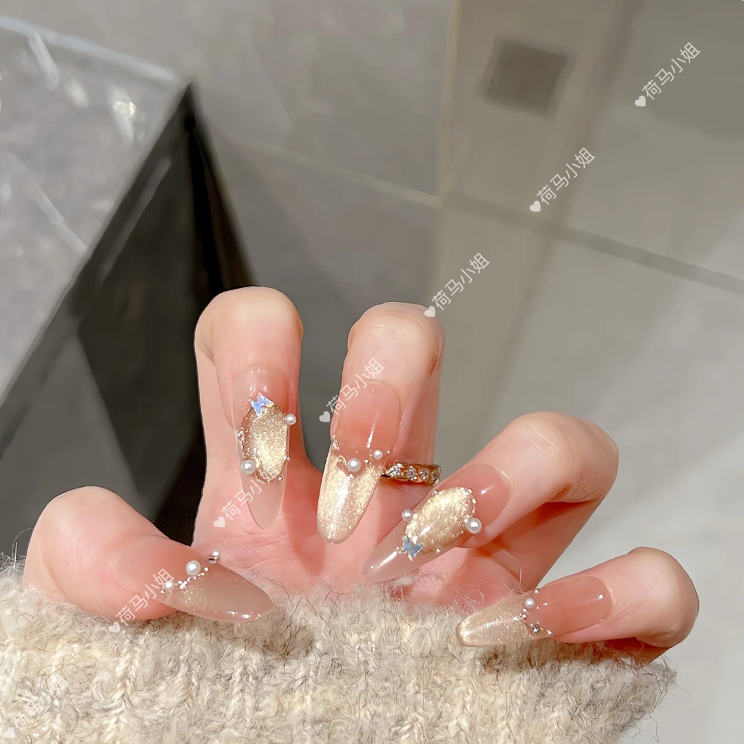 25年【纸醉金迷】时尚法式纯欲高品质感成品美甲穿戴式手工穿戴甲
