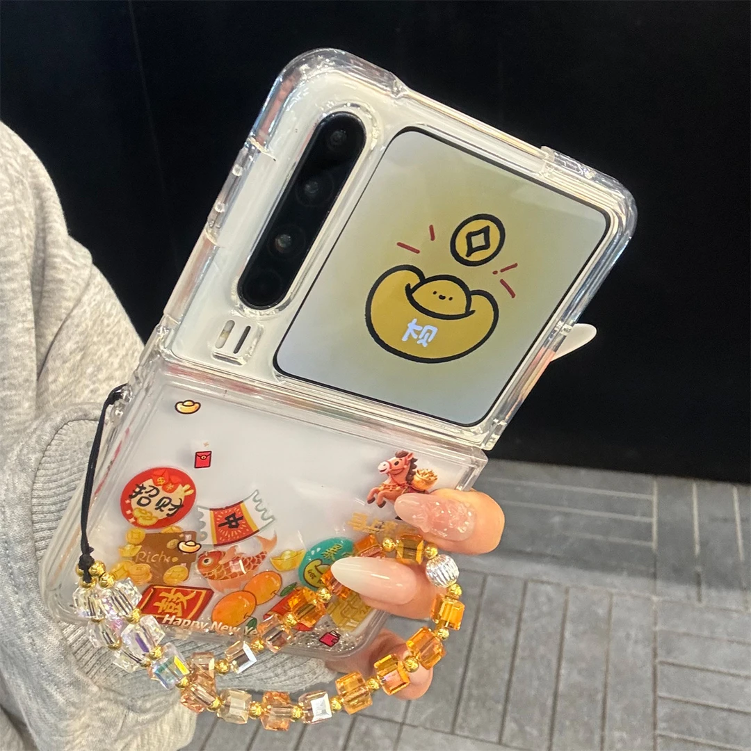 适用华为purax典藏版手机壳透明流沙pocket2暴富锦鲤橘子爆竹小马