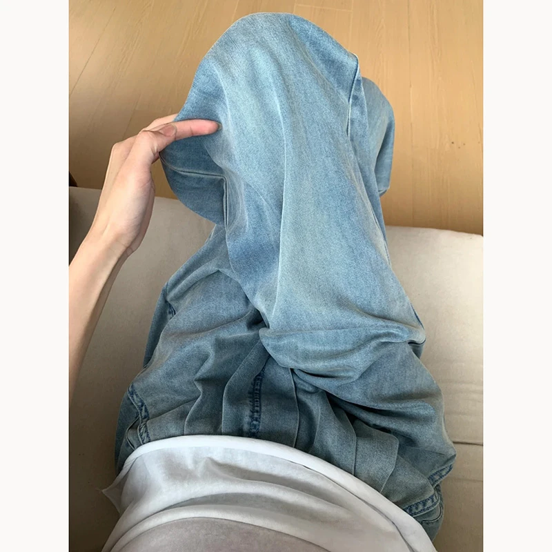 夏季薄款莱赛尔天丝阔腿牛仔裤女2025年新款宽松显瘦垂感拖地裤子