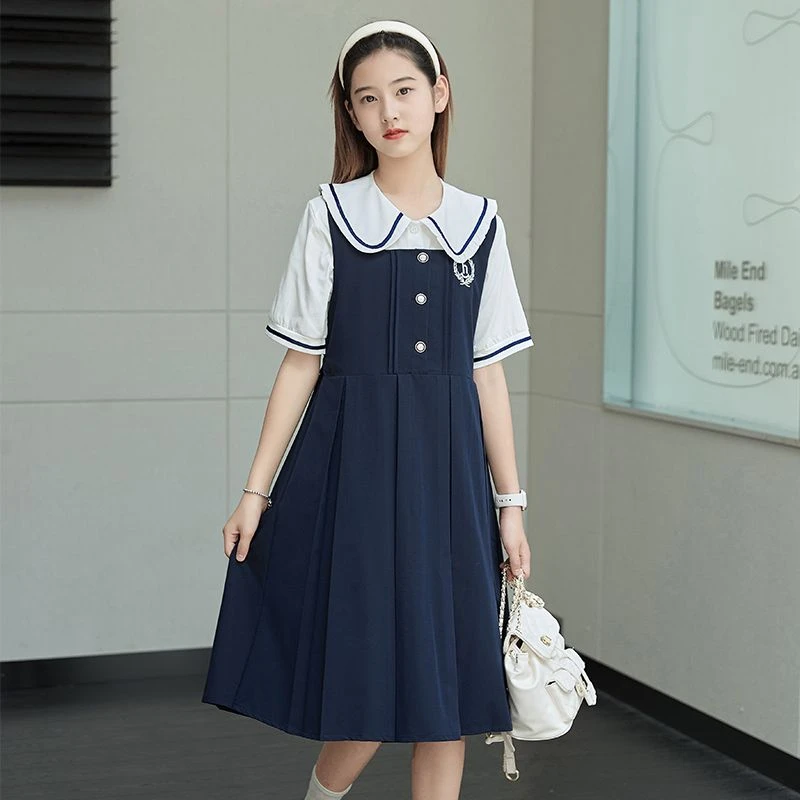 女大童夏装连衣裙2025新款儿童装洋气夏季背带裙子女童学院风套装
