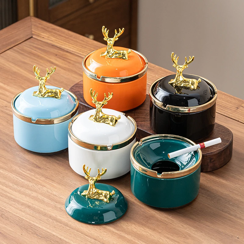 创意陶瓷烟灰缸家居客厅北欧时尚办公桌茶几摆件烟缸日用百货