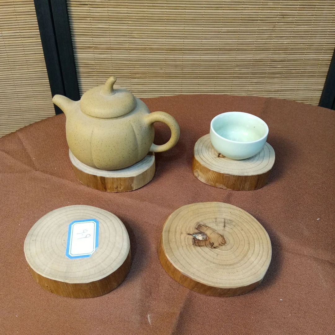 戴氏木业侘寂风香樟木工艺品杯垫茶具用品木质手工艺家具茶具摆件