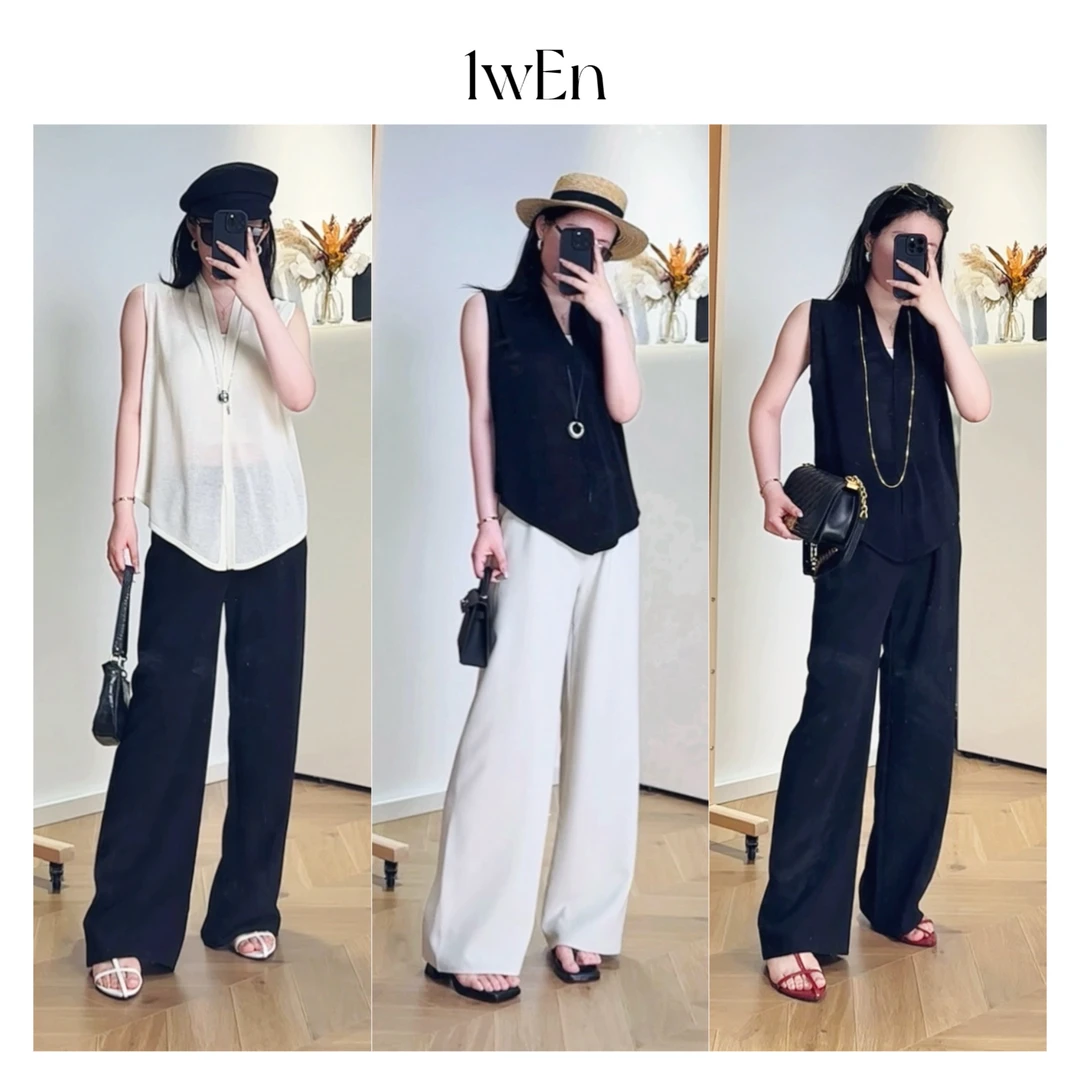 亦雯【宫沁雪】醋酸高级质感显腿长松紧垂感西装直筒裤春夏