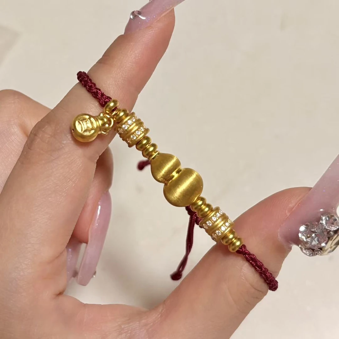【富贵专属】足金999拉丝葫芦红绳（克重不足补差）