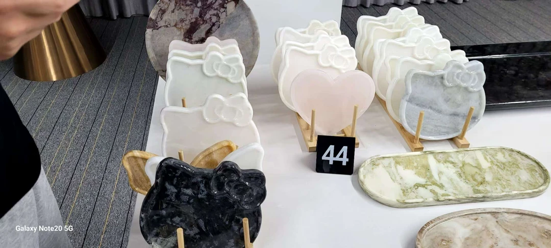 展艺精工奢石天然奢石小边几摆件白色轻奢简约创意