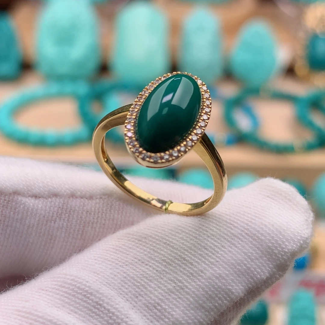 绿松石珠宝奇石18K金镶嵌