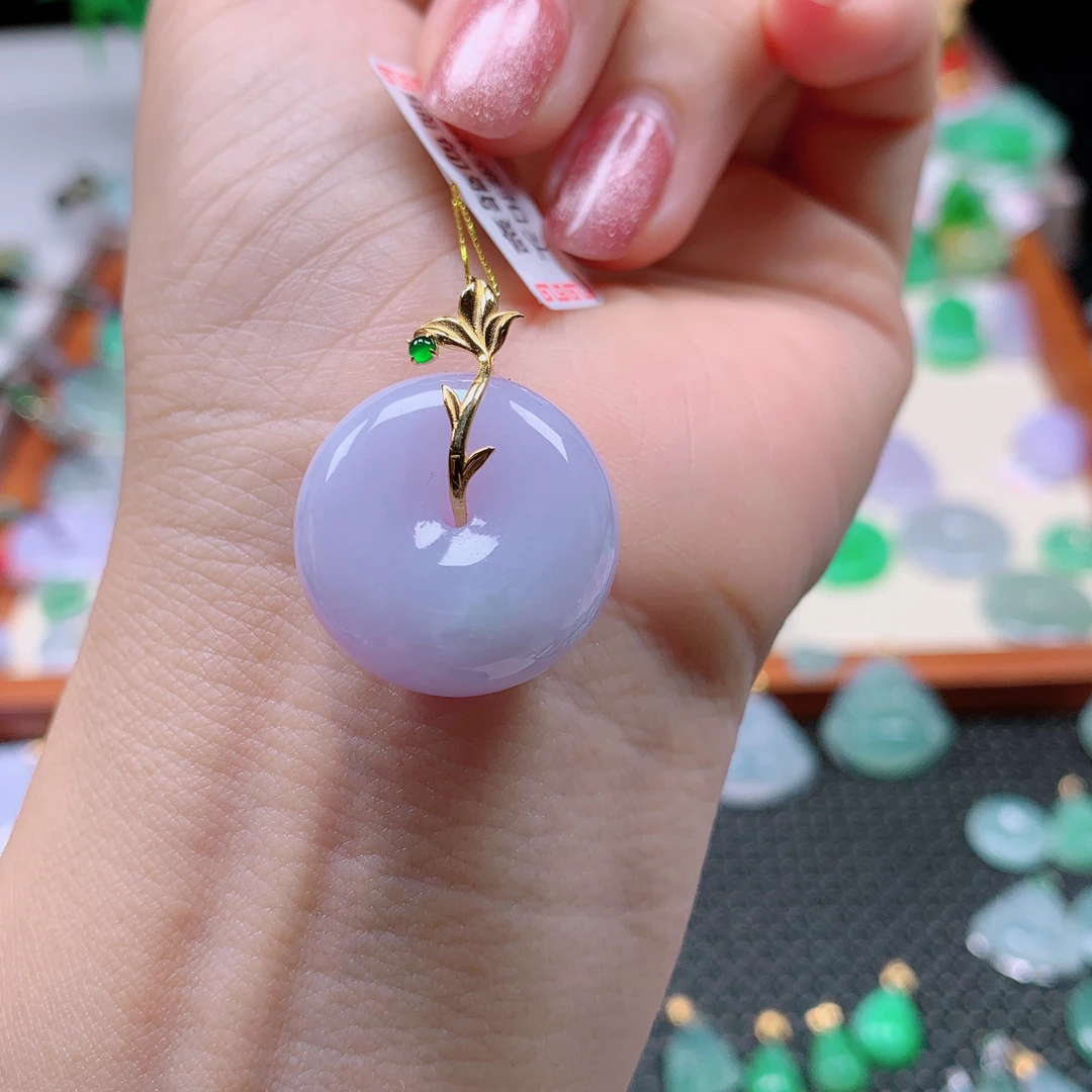 缅甸天然A货翡翠，紫罗兰面包扣 编号107/723尺寸22-12.3