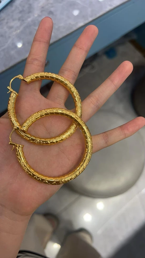 足金999黄金5D无氰时尚硬金气质耳扣17.85