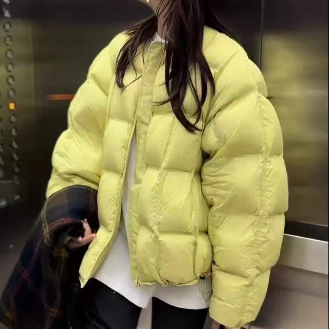 妮妮家8866冬季新款韩版无领百搭保暖方格厚外套