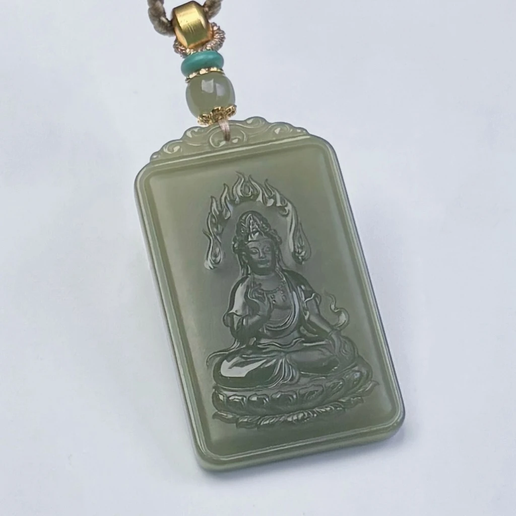 273448/和田玉湖水绿观音吊坠 多样性一件发
