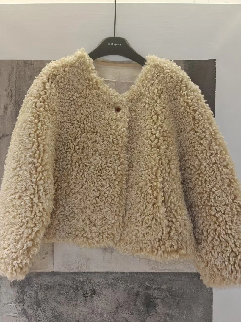 1【木朴素皮毛一体】皮毛一体外套货号66663