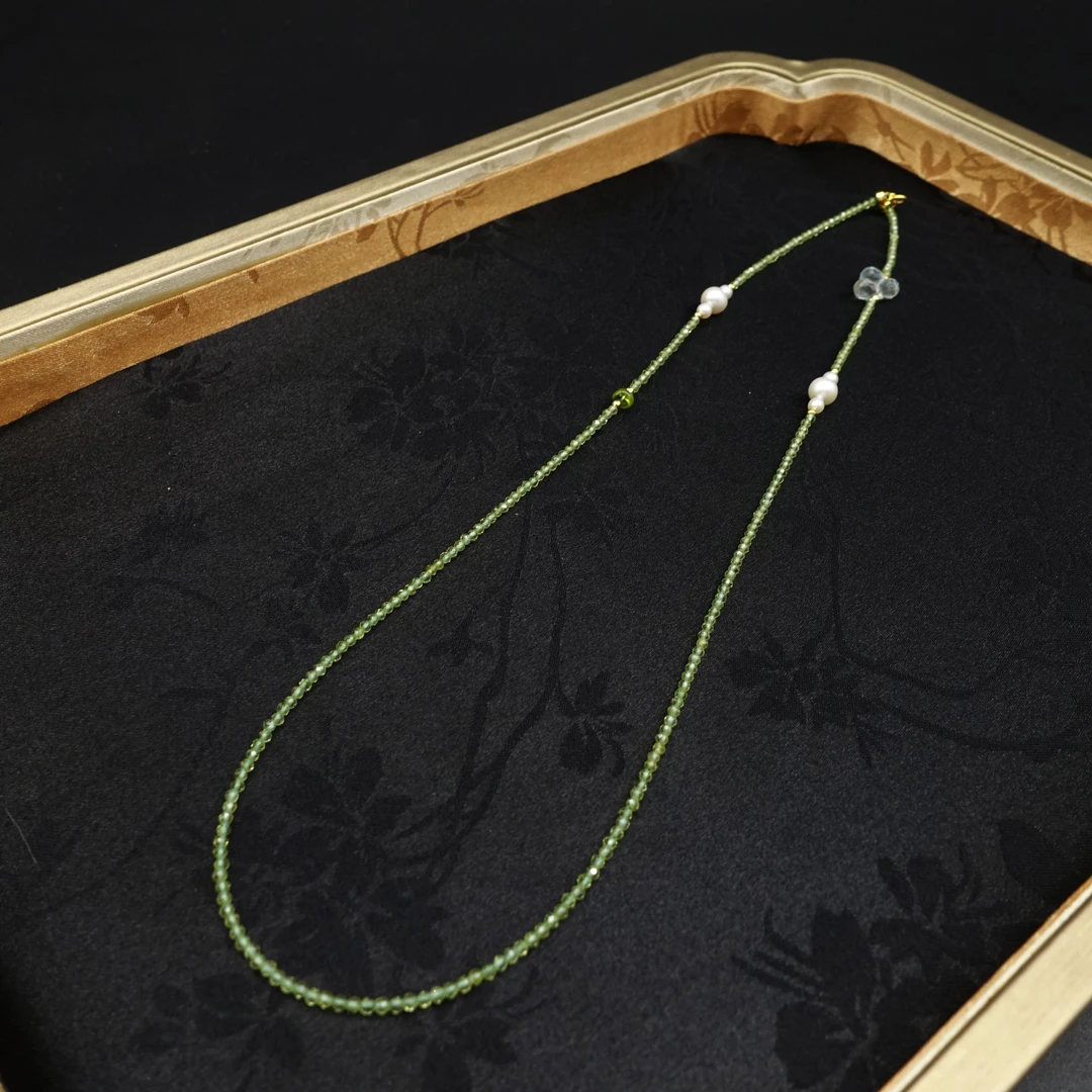 JUSTARRY【单品秒杀】18k金天然橄榄石淡水珍珠长链（定位扣非18k金）
