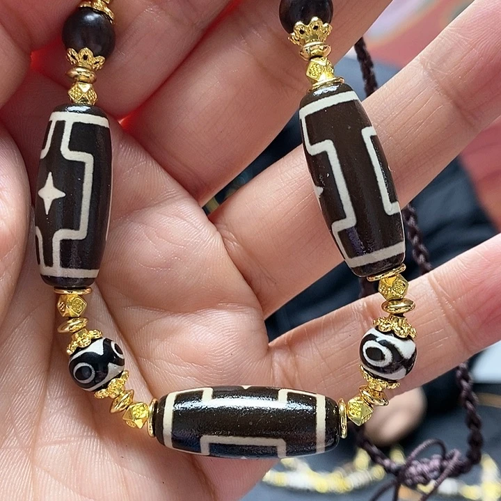 玛瑙/玉髓颈饰合金黑*