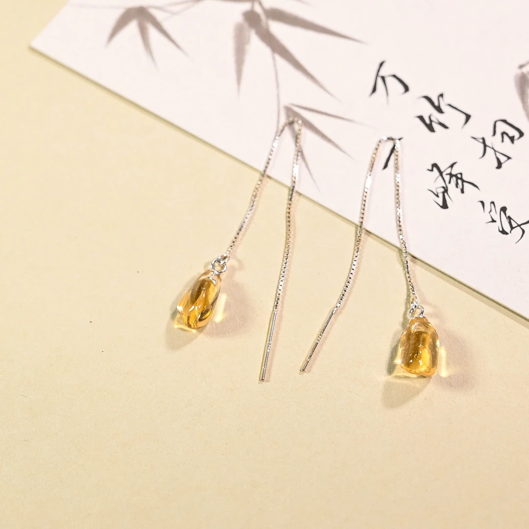 天然黄水晶耳线 (多样性发/发一串)