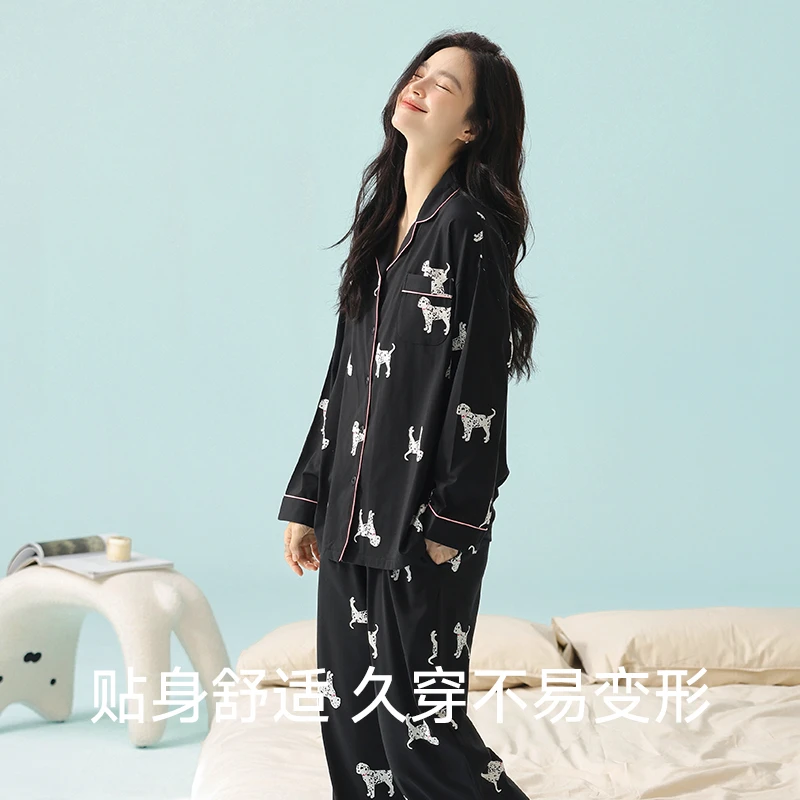 【7A抗菌防螨】A类纯棉舒适柔软女士睡衣套装家居服斑点狗图案