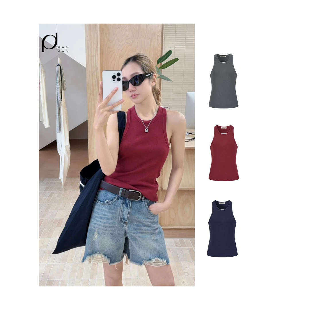 ANNAMOOER2025春夏极简后开口无袖时髦背心女468dopdop买手店