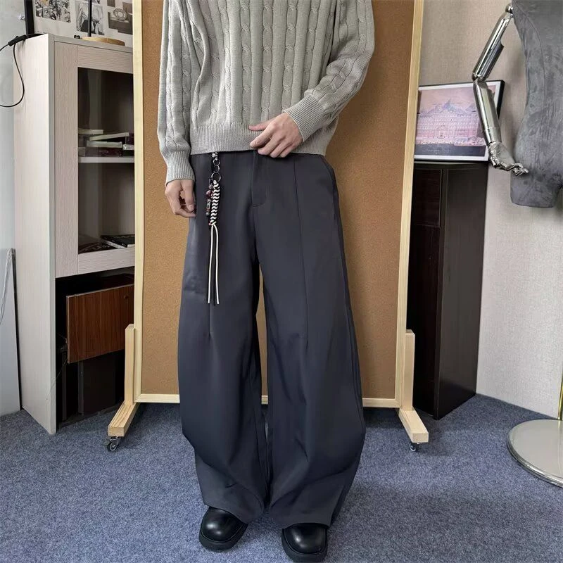 美式复古简约高级感弯刀西裤男女cleanfit宽松垂感阔腿休闲长裤子