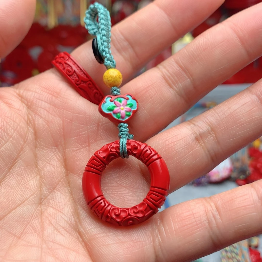 天然辰砂工艺品朱砂钥匙扣