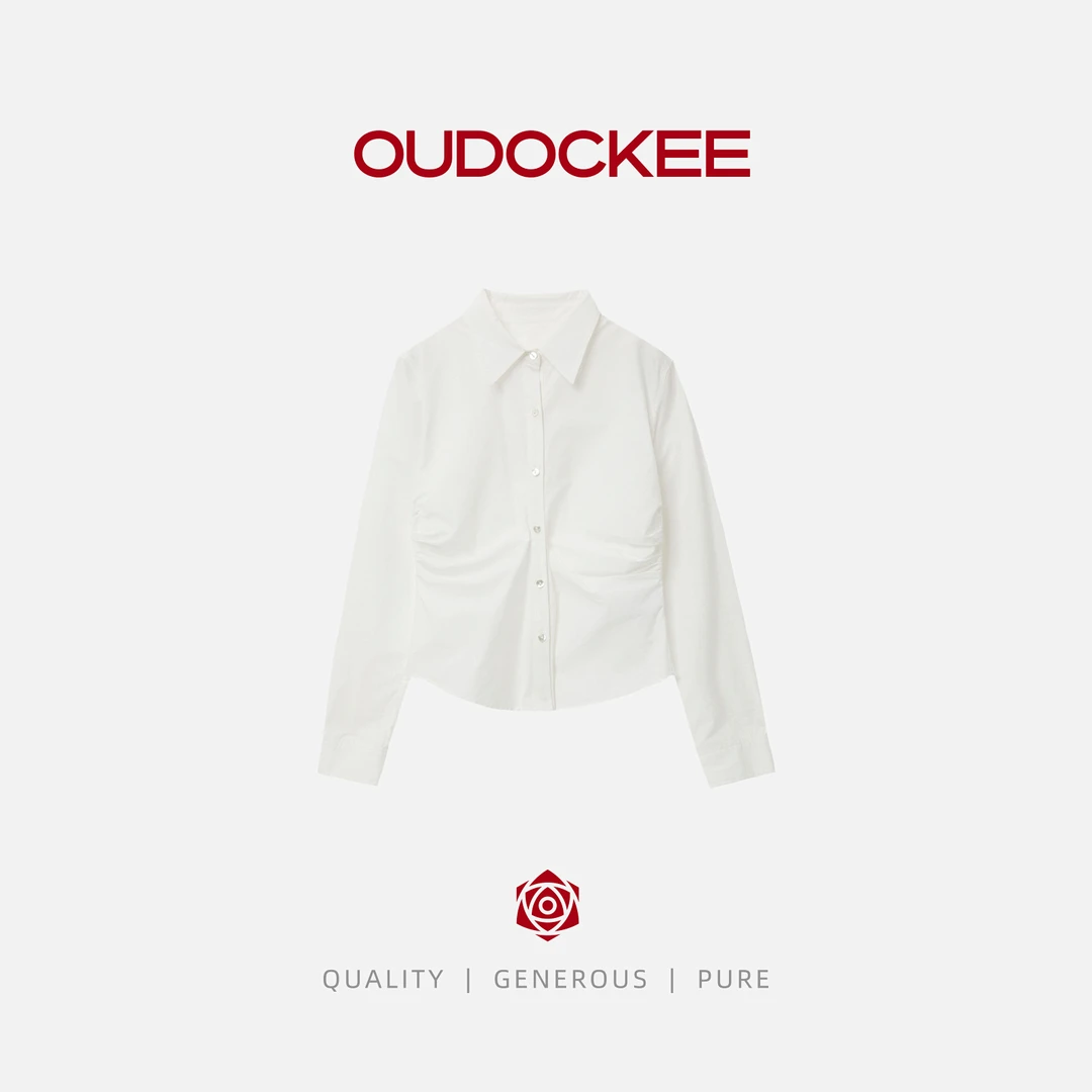 OUDOCKEE 鸥鸥【100棉】收腰衬衫 时尚修身衬衫女士 C2501F104T