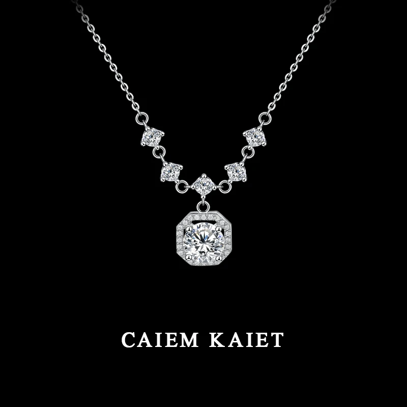 CAIEM KAIET 链子足银 S999纯银方形闪钻项链女轻奢高级感锁骨链
