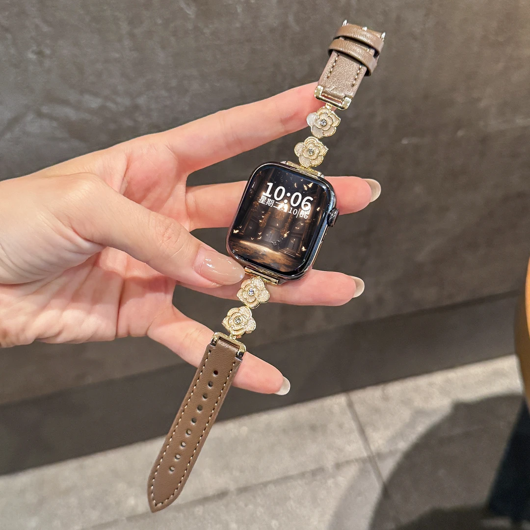 【轻奢山茶花】表带S11适用iwatch s10手表applewatch苹果手表9配件