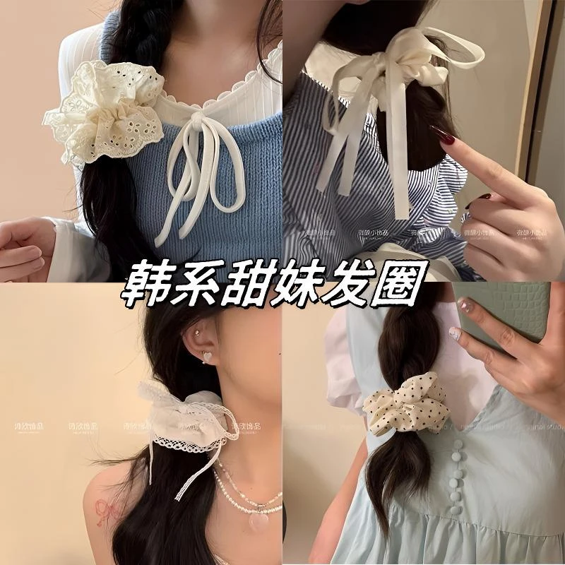 韩系温柔蝴蝶结大肠2025绳网发圈马尾头绳少女心发圈半扎发饰