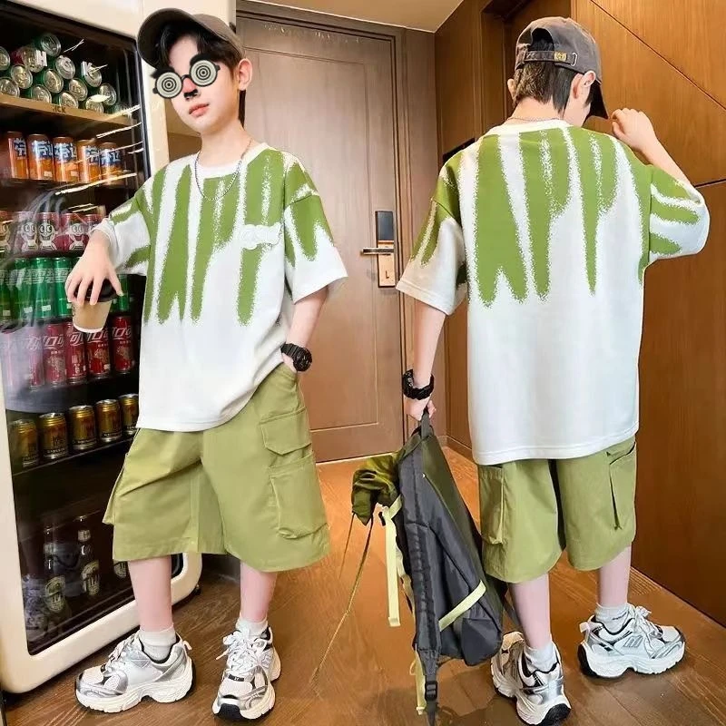 【4.2万人收藏】儿童装新款大童夏季短袖帅气男孩夏款男童夏装套装