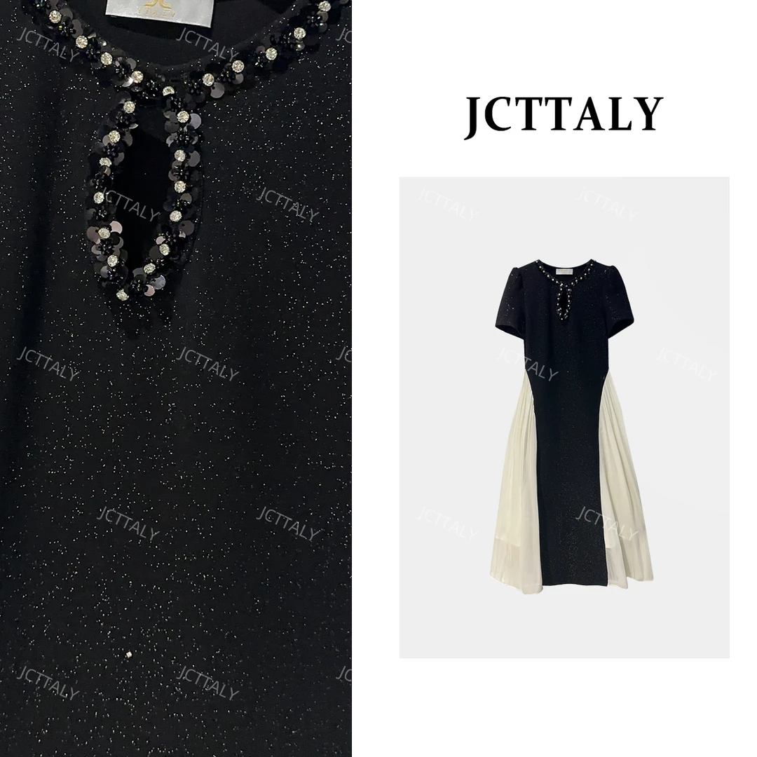 【昕昕I】2025夏季新款法式星空拼接时尚显瘦连衣裙女JC-A3471
