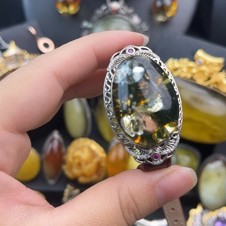 琥珀银S925镶嵌裸石