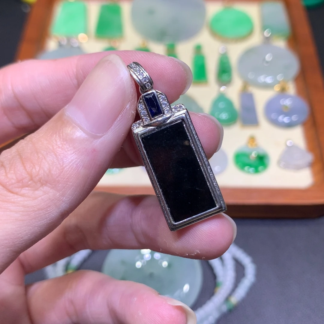 翡翠银S925镶嵌吊坠(不含链)