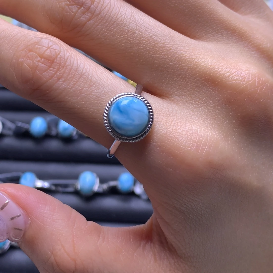 针钠钙石（海纹石）未镶嵌戒指蛋面戒指