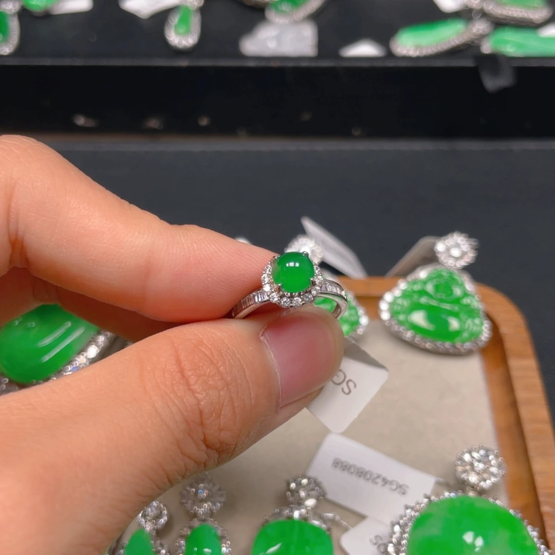 吊坠(不含链)银S925镶嵌翡翠