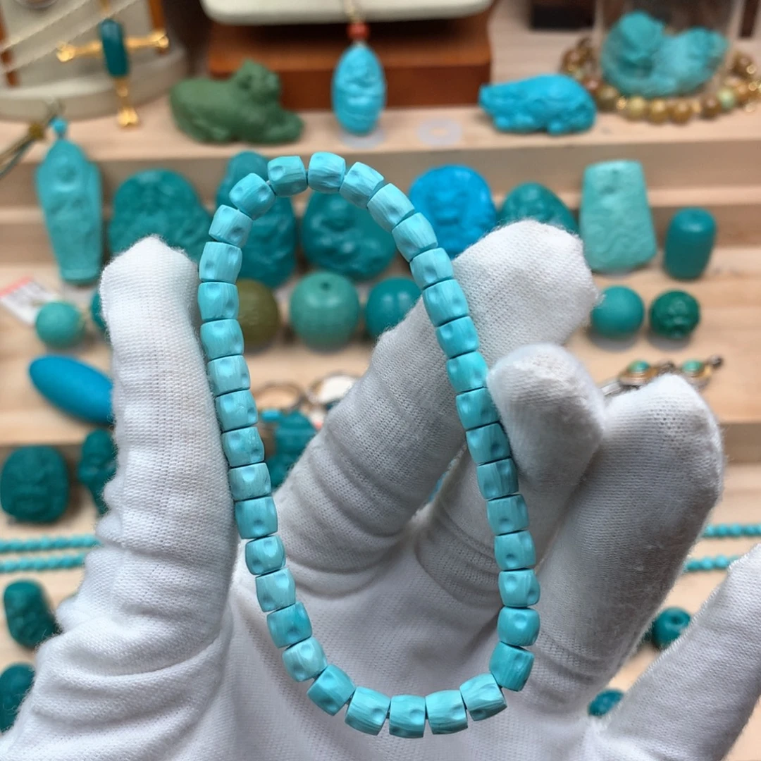 绿松石未镶嵌百香籽手串卡5.5