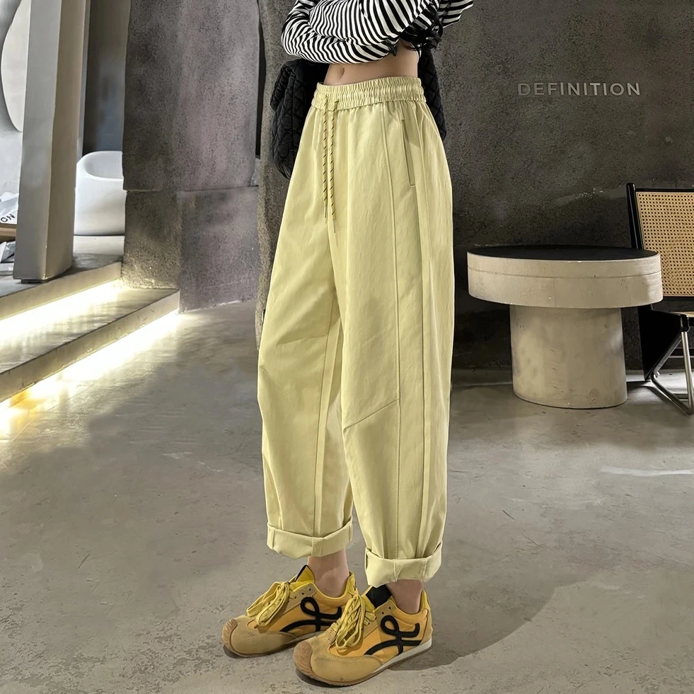 1192简约休闲百搭显瘦斜纹九分气球裤哈伦裤