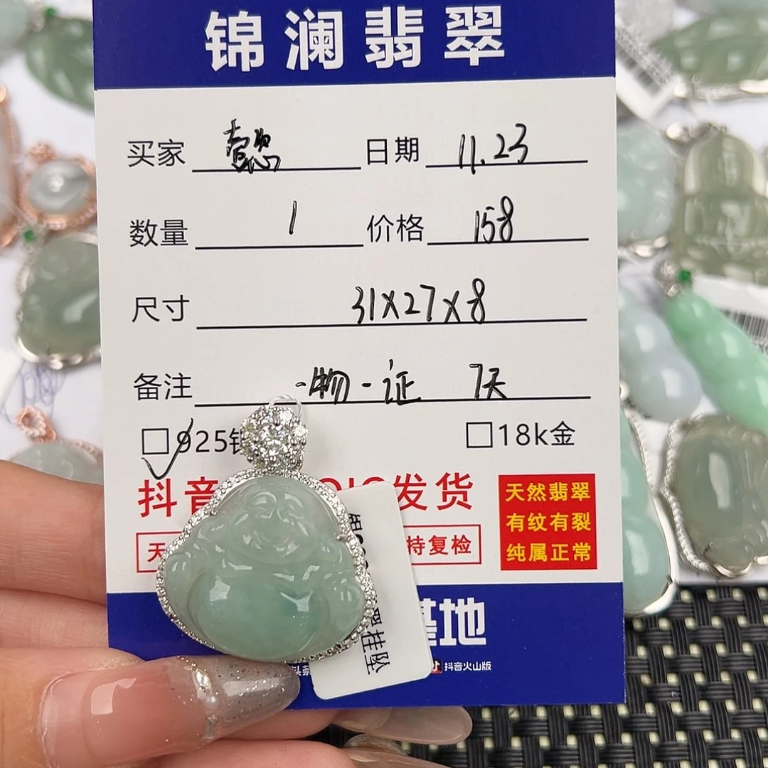 懿***-翡翠银S925镶嵌颈饰