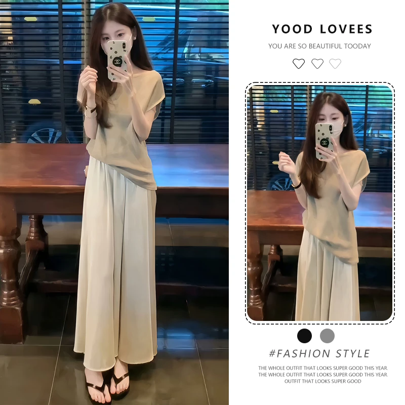 夏季爆款女神范高级感巨好看的绝美短袖T恤两件套大方得体半身裙