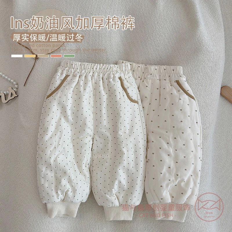 女童加厚保暖休闲裤儿童春秋冬款棉裤睡裤宝宝秋冬装外出卡通长裤